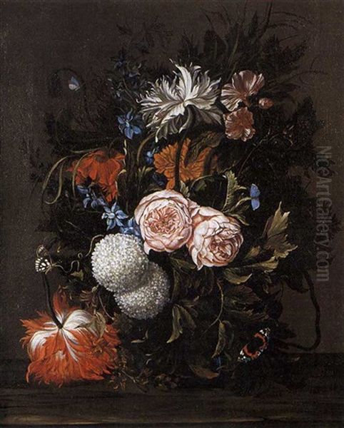 Vaso Di Fiori Oil Painting by Justus van Huysum