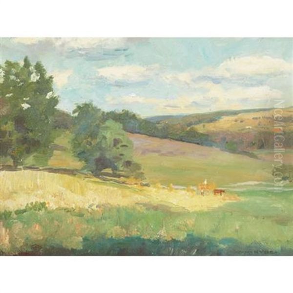 Sunlit Fields Oil Painting by William Henry Hyde