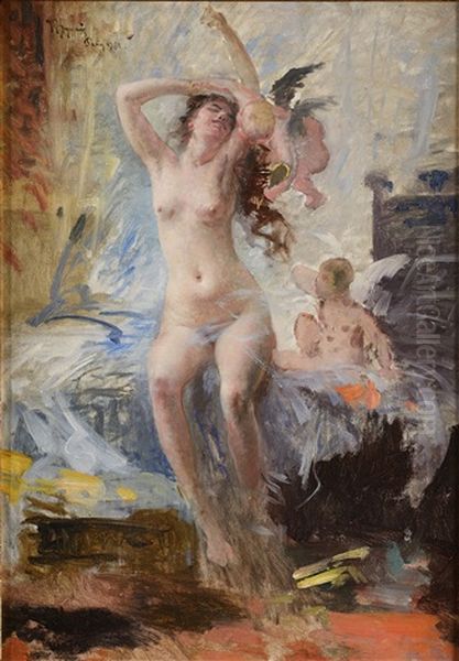 Venus With Amoretti Oil Painting by Vojtech (Adalbert) Hynais