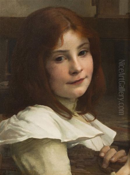 Madchenkopf Oil Painting by Vojtech (Adalbert) Hynais