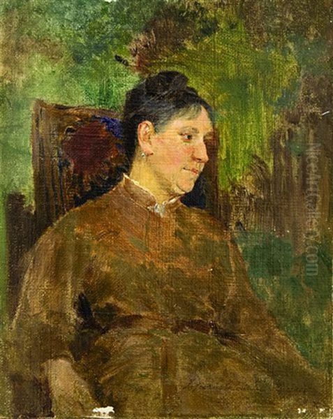 Portrait Of Mrs. Hynaisova Oil Painting by Vojtech (Adalbert) Hynais