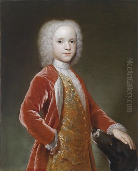 Portrat Eines Jungen Aristokraten Mit Seinem Hund (george Bubb Dodington, 1st Baron Melcombe) Oil Painting by Hans Hysing