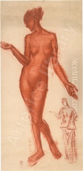 Landscape With Cloudy Skies Oil Painting by Alexander Evgenevich Iacovleff