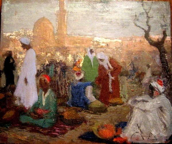 Landscape With Cloudy Skies Oil Painting by Alexander Evgenevich Iacovleff