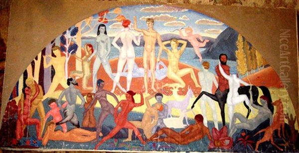 Landscape With Cloudy Skies Oil Painting by Alexander Evgenevich Iacovleff