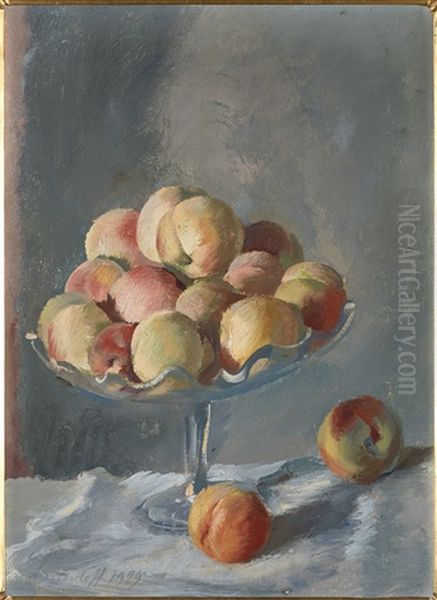 Still Life With Peaches Oil Painting by Alexander Evgenevich Iacovleff