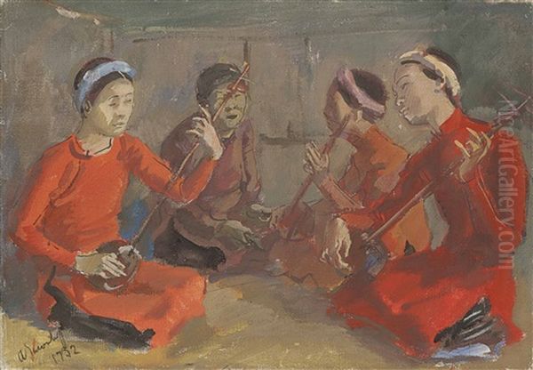 An Intimate Concert In Hu?, Indo-china Oil Painting by Alexander Evgenevich Iacovleff