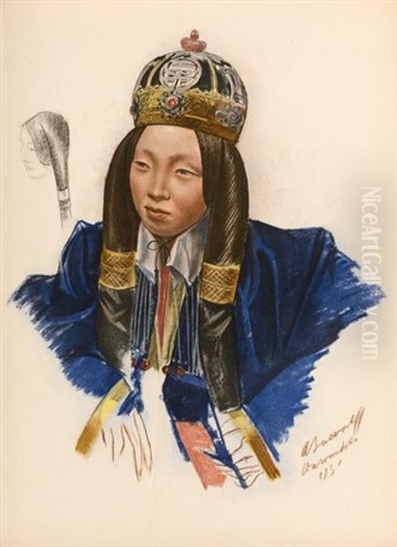 Dessins Et Peintures D'asie, Executes Au Cours De L'expedition Citroen Centre-asie Oil Painting by Alexander Evgenevich Iacovleff