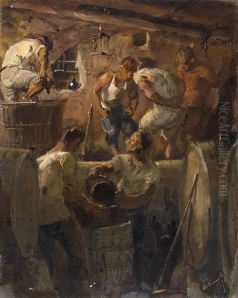The Winepress Oil Painting by Alexander Evgenevich Iacovleff