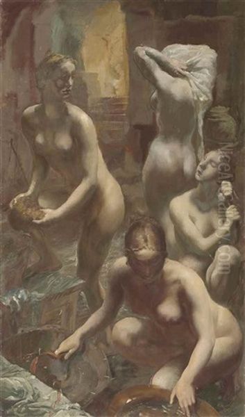 Nudes Bathing Oil Painting by Alexander Evgenevich Iacovleff