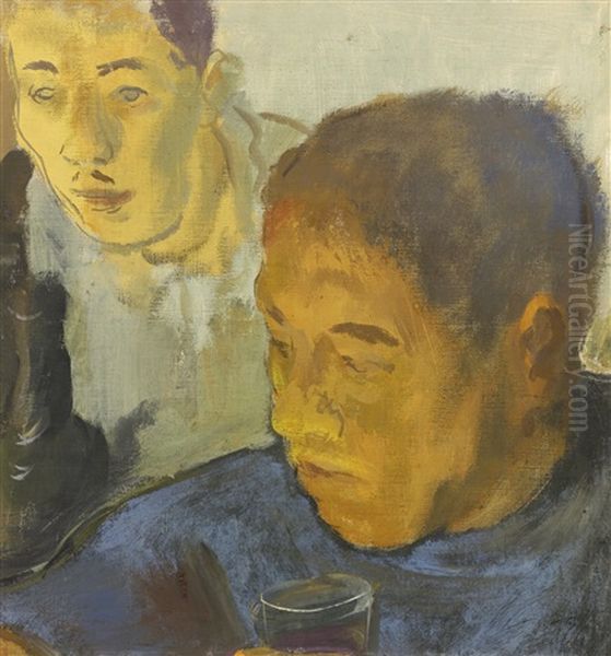 Double Portrait Oil Painting by Alexander Evgenevich Iacovleff