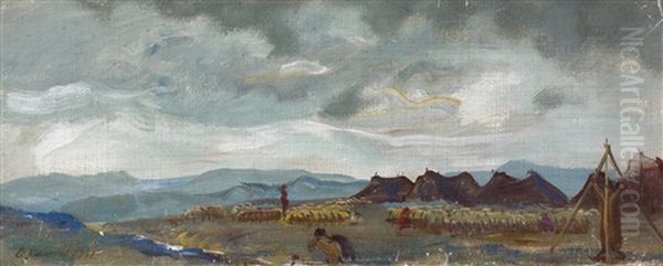 Campement Sur La Route Du Cachemire Oil Painting by Alexander Evgenevich Iacovleff