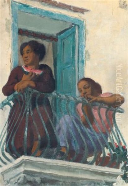 On The Balcony Oil Painting by Alexander Evgenevich Iacovleff