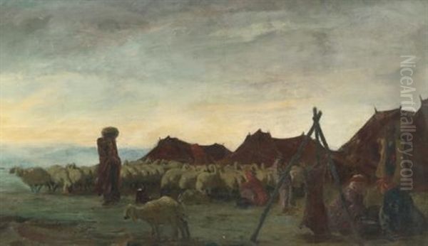 Nomads In The Region Of Meshed Oil Painting by Alexander Evgenevich Iacovleff