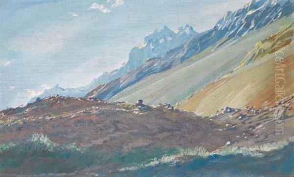 The Foothills Of The Karakoram Mountains Oil Painting by Alexander Evgenevich Iacovleff
