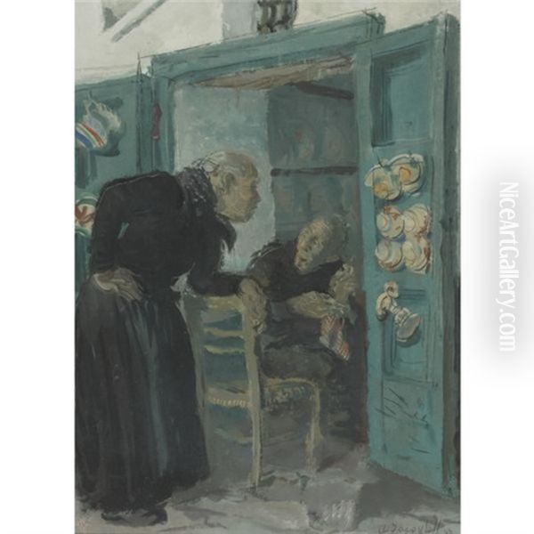 The Conversation, Capri Oil Painting by Alexander Evgenevich Iacovleff