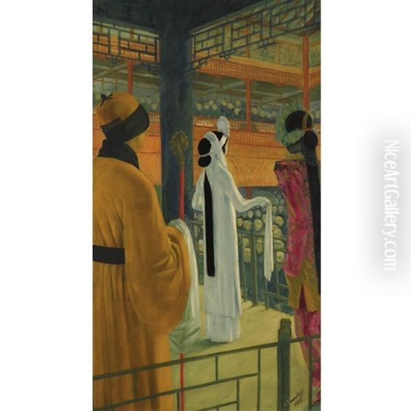 Opera In Peking Oil Painting by Alexander Evgenevich Iacovleff