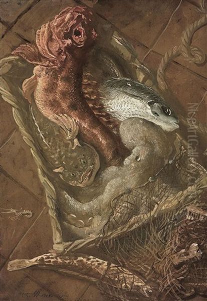 Still Life With Fish Oil Painting by Alexander Evgenevich Iacovleff