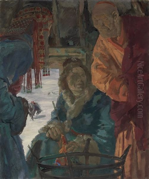 The Visit Of The Lama Oil Painting by Alexander Evgenevich Iacovleff
