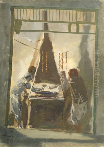 Sausage Makers In Tunis Oil Painting by Alexander Evgenevich Iacovleff