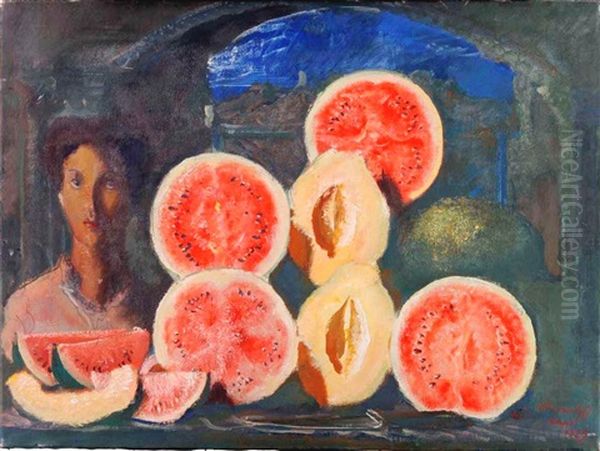 Watermelon Stall Oil Painting by Alexander Evgenevich Iacovleff