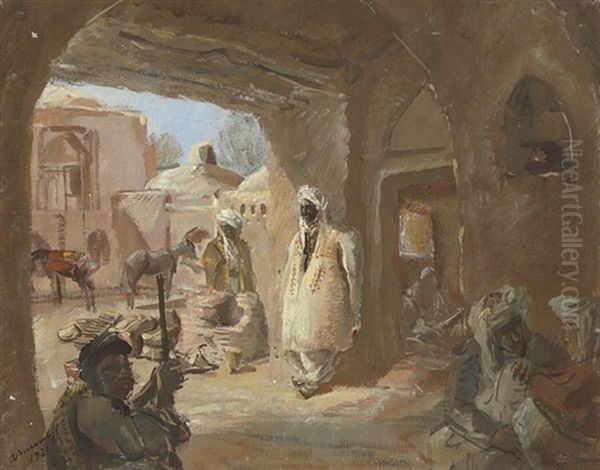 A Caravanserai In Afghanistan Oil Painting by Alexander Evgenevich Iacovleff
