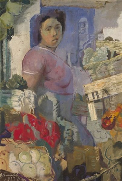 Fruit Seller Oil Painting by Alexander Evgenevich Iacovleff