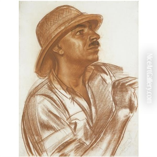 Portrait Of Clovis Balourdet Oil Painting by Alexander Evgenevich Iacovleff