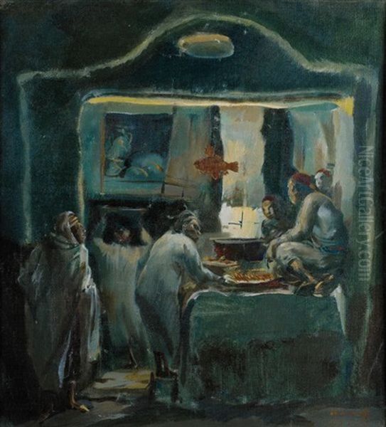 Cuisine A Tunis Oil Painting by Alexander Evgenevich Iacovleff