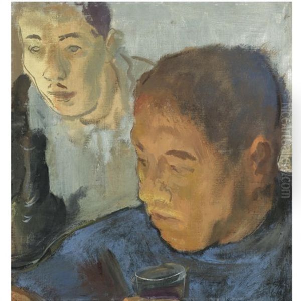 Double Portrait Oil Painting by Alexander Evgenevich Iacovleff