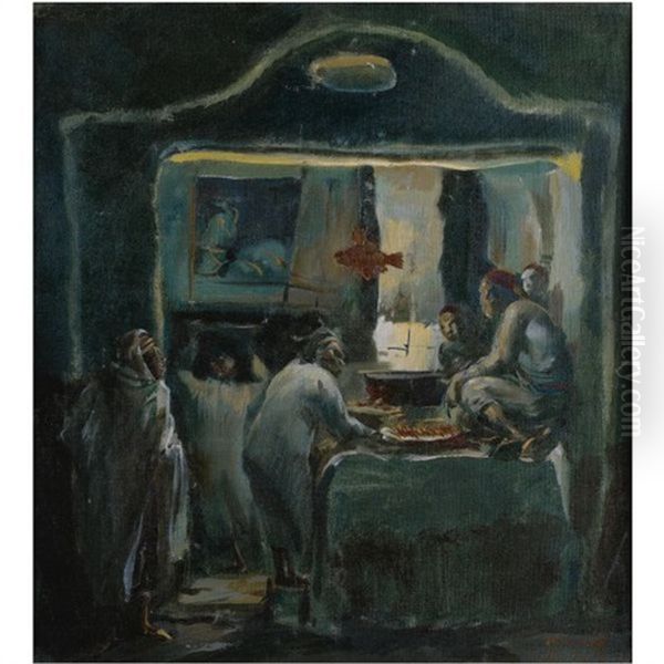 Tunisian Kitchen Oil Painting by Alexander Evgenevich Iacovleff