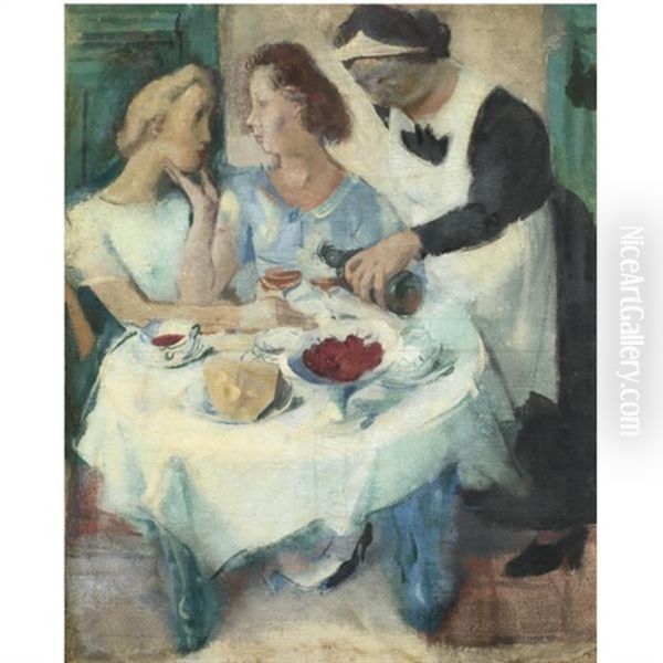 In The Cafe De La Rotonde Oil Painting by Alexander Evgenevich Iacovleff