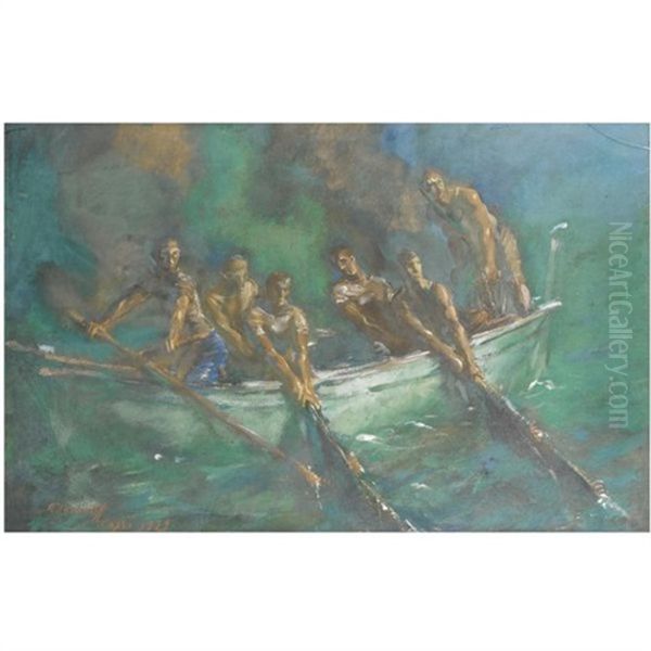 Fishing At Night Oil Painting by Alexander Evgenevich Iacovleff