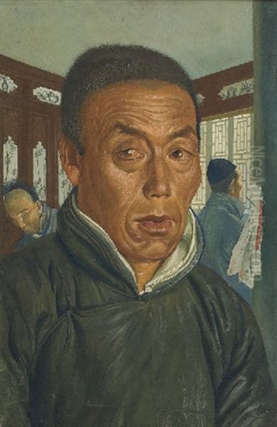 Portrait Of A Chinese Merchant Oil Painting by Alexander Evgenevich Iacovleff