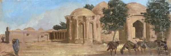 Dans La Ville De Sebzabar Oil Painting by Alexander Evgenevich Iacovleff