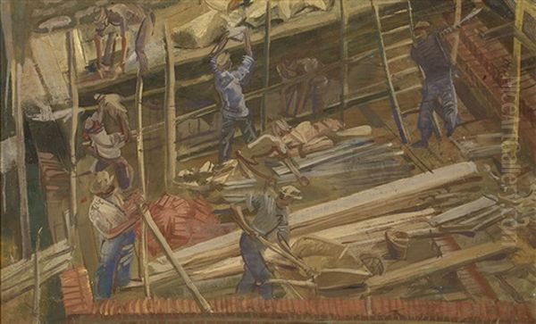 House Builders Oil Painting by Alexander Evgenevich Iacovleff