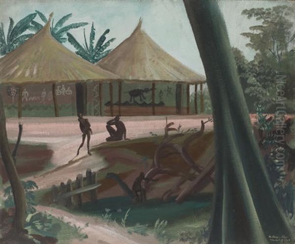 Etude De Village D'oubangui Chari Oil Painting by Alexander Evgenevich Iacovleff