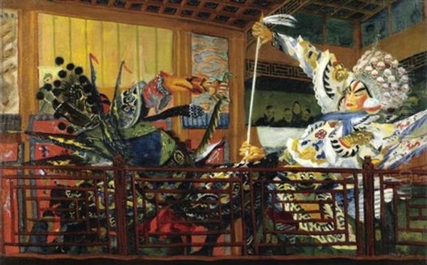 The Battle Of The Warriors Oil Painting by Alexander Evgenevich Iacovleff