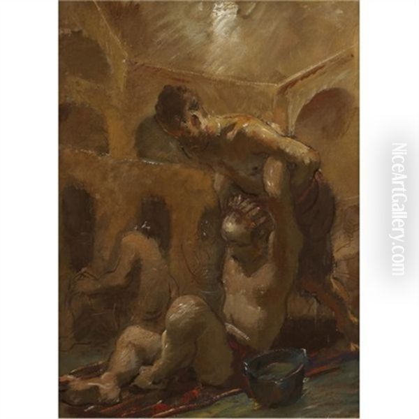 In The Hammam Oil Painting by Alexander Evgenevich Iacovleff