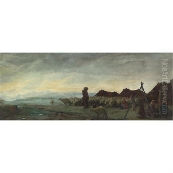 Nomads In The Region Of Meshed Oil Painting by Alexander Evgenevich Iacovleff