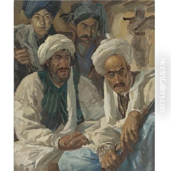 Group Of Afghans Oil Painting by Alexander Evgenevich Iacovleff