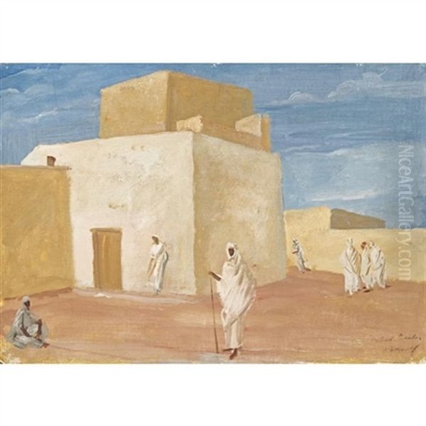 African Settlement Oil Painting by Alexander Evgenevich Iacovleff