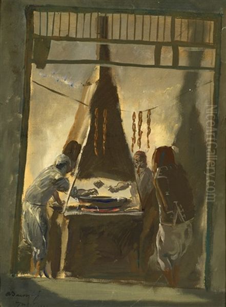 A Sausage Maker In Tunis Oil Painting by Alexander Evgenevich Iacovleff