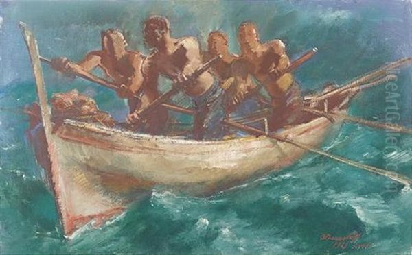 Fishermen Of Capri Oil Painting by Alexander Evgenevich Iacovleff