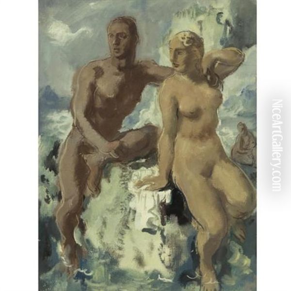 Triton And Nereide, Capri Oil Painting by Alexander Evgenevich Iacovleff