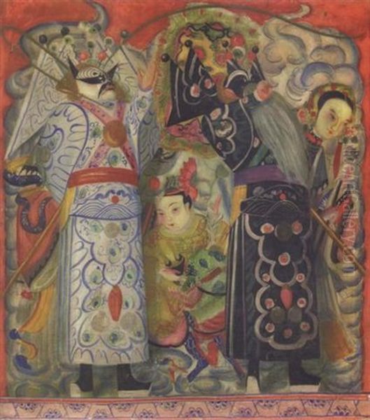 Marionettes Oil Painting by Alexander Evgenevich Iacovleff