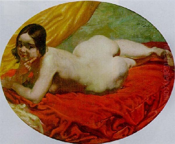A Female Nude Oil Painting by Alexander Evgenevich Iacovleff