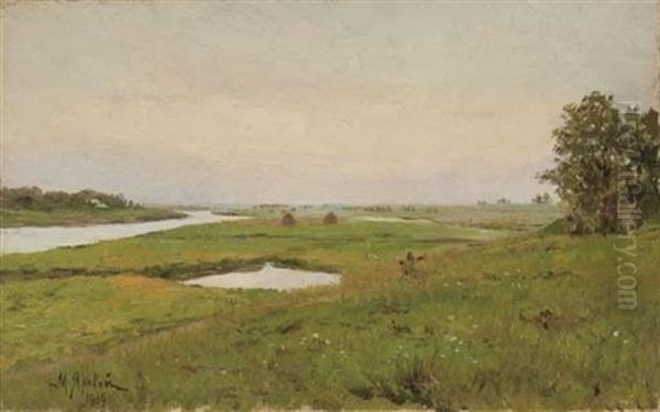 Meules De Foin Dans Un Champs Oil Painting by Mikhail Mikailovich Iarovoi