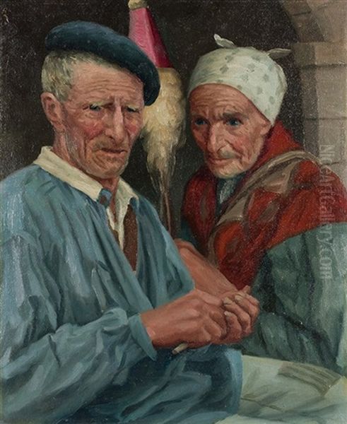 Ancianos Vascos Oil Painting by Julian Ibanez de Aldecoa