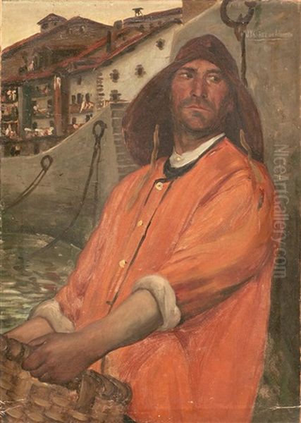 Pescador Vasco Oil Painting by Julian Ibanez de Aldecoa